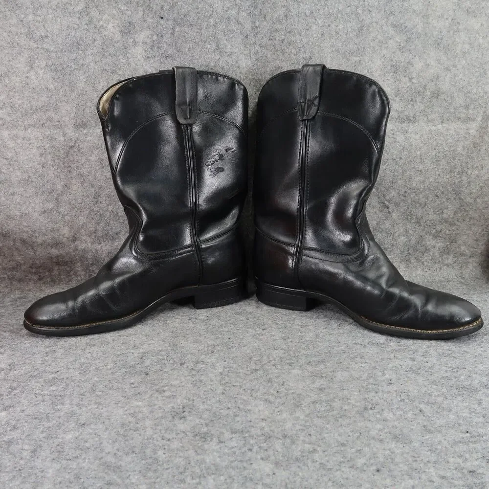 Laredo Boots Kids 5 Western Cowboy Roper Vintage Leather Black Round Toe Classic